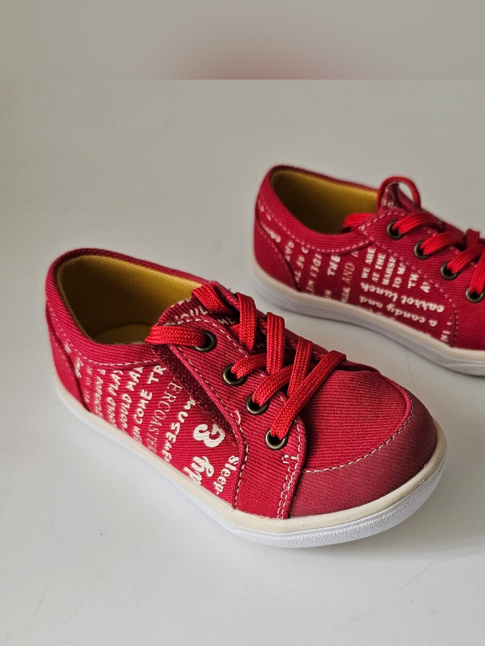 Livie & Luca Red Canvas Kids 8 Lace-Up Recyled Organic Sneakers
